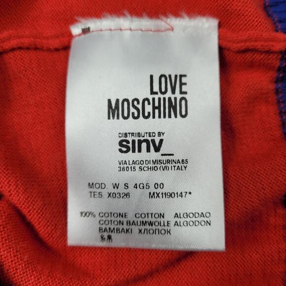 Love Moschino Race Theme Boop Babe Logo Sweater Stars Red Blue White size Small - Picture 14 of 16